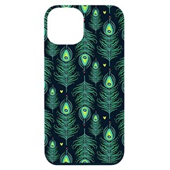 Peacock Pattern iPhone 14 Black UV Print Case