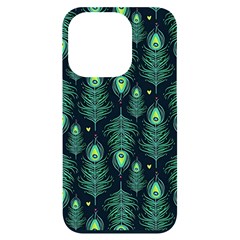 Peacock Pattern iPhone 14 Pro Black UV Print Case