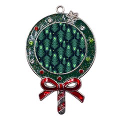 Peacock Pattern Metal X Mas Lollipop with Crystal Ornament