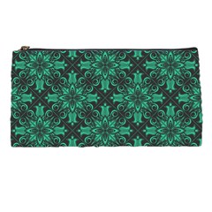 Green Damask Pattern Vintage Floral Pattern, Green Vintage Pencil Case