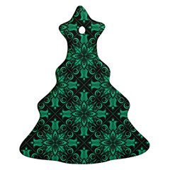 Green Damask Pattern Vintage Floral Pattern, Green Vintage Ornament (christmas Tree)  by nateshop