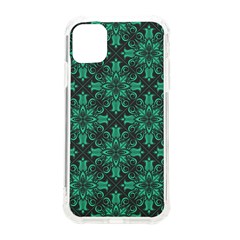 Green Damask Pattern Vintage Floral Pattern, Green Vintage Iphone 11 Tpu Uv Print Case by nateshop