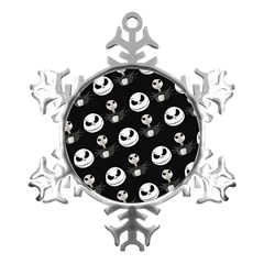 Jack Print, White, Before, Plain, Black, Simple, Christmas Metal Small Snowflake Ornament by nateshop