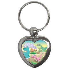 Kids Mural Cartoon Dinosaur Key Chain (heart) by nateshop