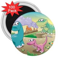 Kids Mural Cartoon Dinosaur 3  Magnets (100 Pack) by nateshop