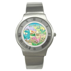 Kids Mural Cartoon Dinosaur Stainless Steel Watch by nateshop