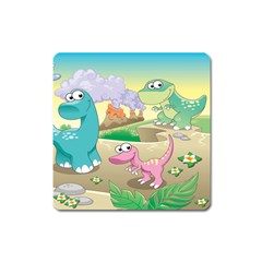 Kids Mural Cartoon Dinosaur Square Magnet by nateshop