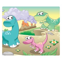 Kids Mural Cartoon Dinosaur Two Sides Premium Plush Fleece Blanket (small) by nateshop