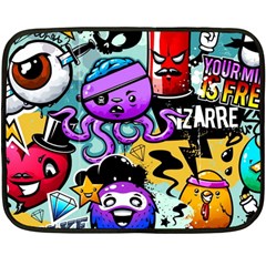 Cartoon Graffiti, Art, Black, Colorful Two Sides Fleece Blanket (mini) by nateshop