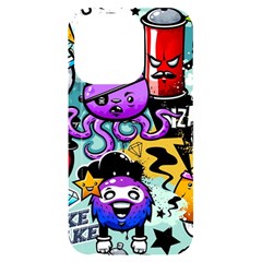 Cartoon Graffiti, Art, Black, Colorful Iphone 14 Pro Black Uv Print Case by nateshop