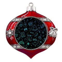 Cartoon, Skull, Dark, Dead Metal Snowflake And Bell Red Ornament by nateshop