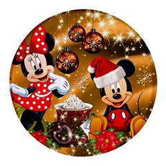 Cartoons, Disney, Merry Christmas, Minnie Round Glass Fridge Magnet (4 Pack) by nateshop