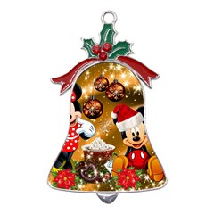 Cartoons, Disney, Merry Christmas, Minnie Metal Holly Leaf Bell Ornament by nateshop