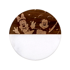 Cartoons, Disney, Mickey Mouse, Minnie Classic Marble Wood Coaster (round)  by nateshop