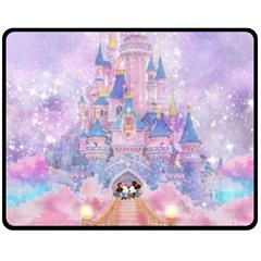 Disney Castle, Mickey And Minnie Two Sides Fleece Blanket (medium) by nateshop