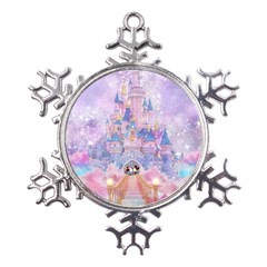 Disney Castle, Mickey And Minnie Metal Large Snowflake Ornament by nateshop