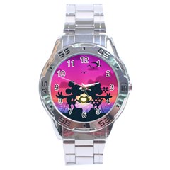 Mickey And Minnie, Mouse, Disney, Cartoon, Love Stainless Steel Analogue Watch by nateshop