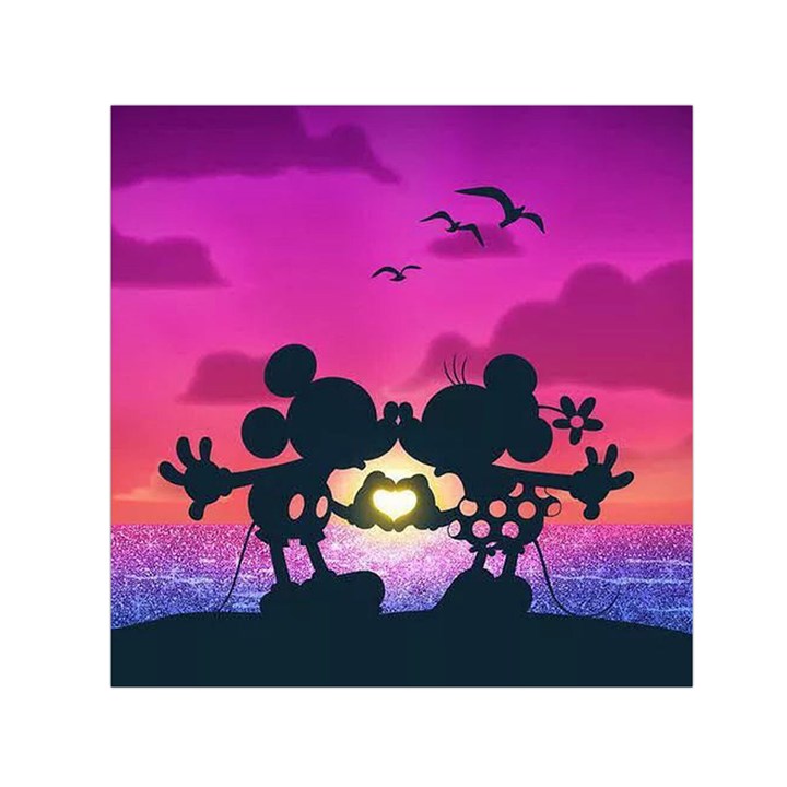 Mickey And Minnie, Mouse, Disney, Cartoon, Love Square Satin Scarf (30  x 30 )