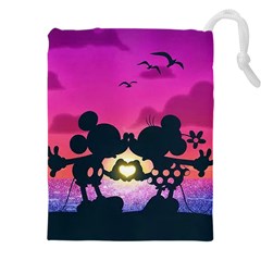 Mickey And Minnie, Mouse, Disney, Cartoon, Love Drawstring Pouch (4xl) by nateshop