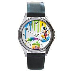 Mickey Mouse, Apple Iphone, Disney, Logo Round Metal Watch by nateshop