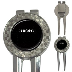 Moon Phases, Eclipse, Black 3-in-1 Golf Divots