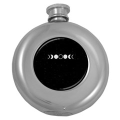 Moon Phases, Eclipse, Black Round Hip Flask (5 oz)