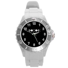 Moon Phases, Eclipse, Black Round Plastic Sport Watch (L)