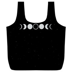 Moon Phases, Eclipse, Black Full Print Recycle Bag (XL)