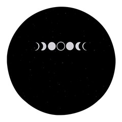 Moon Phases, Eclipse, Black Round Glass Fridge Magnet (4 pack)