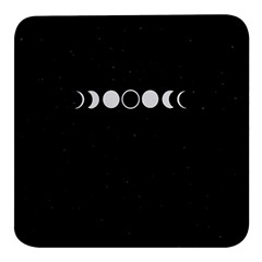 Moon Phases, Eclipse, Black Square Glass Fridge Magnet (4 pack)