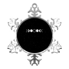 Moon Phases, Eclipse, Black Metal Small Snowflake Ornament