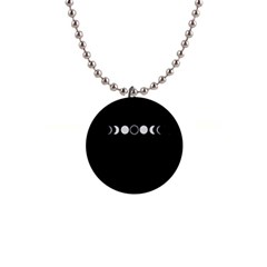 Moon Phases, Eclipse, Black 1  Button Necklace by nateshop