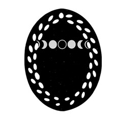 Moon Phases, Eclipse, Black Ornament (oval Filigree) by nateshop