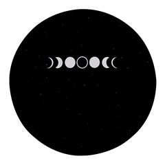 Moon Phases, Eclipse, Black Round Glass Fridge Magnet (4 Pack) by nateshop