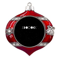 Moon Phases, Eclipse, Black Metal Snowflake And Bell Red Ornament by nateshop