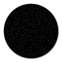 Simple Starry Sky, Alone, Black, Dark, Nature Round Mousepad by nateshop