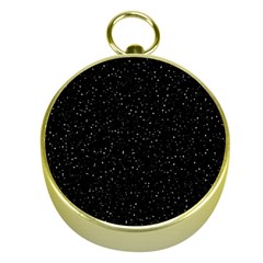 Simple Starry Sky, Alone, Black, Dark, Nature Gold Compasses by nateshop