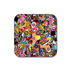 Sticker Bomb, Art, Cartoon, Dope Rubber Coaster (square) by nateshop