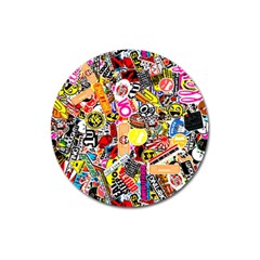 Sticker Bomb, Art, Cartoon, Dope Magnet 3  (round)