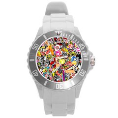 Sticker Bomb, Art, Cartoon, Dope Round Plastic Sport Watch (l) by nateshop