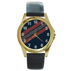 Abstract, Cool, Dark New, Pattern, Race Round Gold Metal Watch