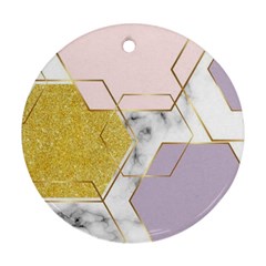 Geometric , Geometric, Gold, Marble, Pattern, Pink, Purple, Ornament (round) by nateshop
