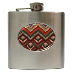 Fabric Abstract Pattern Fabric Textures, Geometric Hip Flask (6 oz)