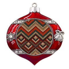 Fabric Abstract Pattern Fabric Textures, Geometric Metal Snowflake And Bell Red Ornament by nateshop