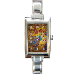 Pattern, Abstract Pattern, Colorful, Rectangle Italian Charm Watch by nateshop