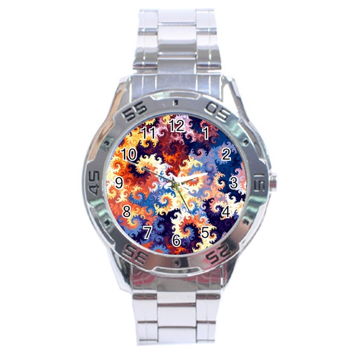 Spirals, Colorful, Pattern, Patterns, Twisted Stainless Steel Analogue Watch