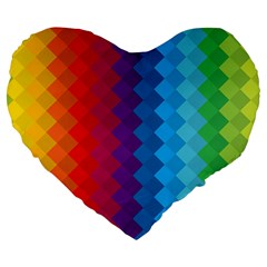 Rainbow Beautiful Seamless Pattern Large 19  Premium Heart Shape Cushions