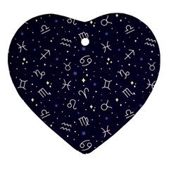 Zodiac Symbols Sign And Stars Pattern Seamless Pattern Ornament (heart)