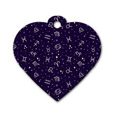 Zodiac Symbols Sign And Stars Pattern Seamless Pattern Dog Tag Heart (two Sides)