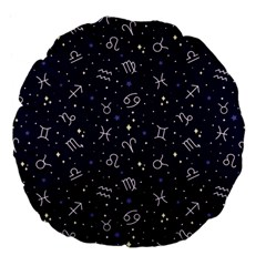 Zodiac Symbols Sign And Stars Pattern Seamless Pattern Large 18  Premium Flano Round Cushions